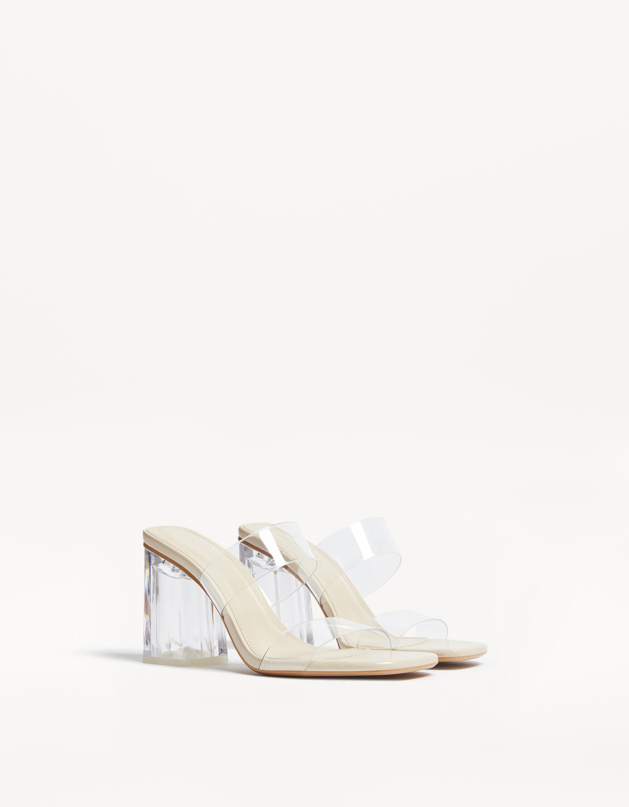 Bershka Absatzsandalen Mit Vinyl-Riemchen Damen 40 Transparent