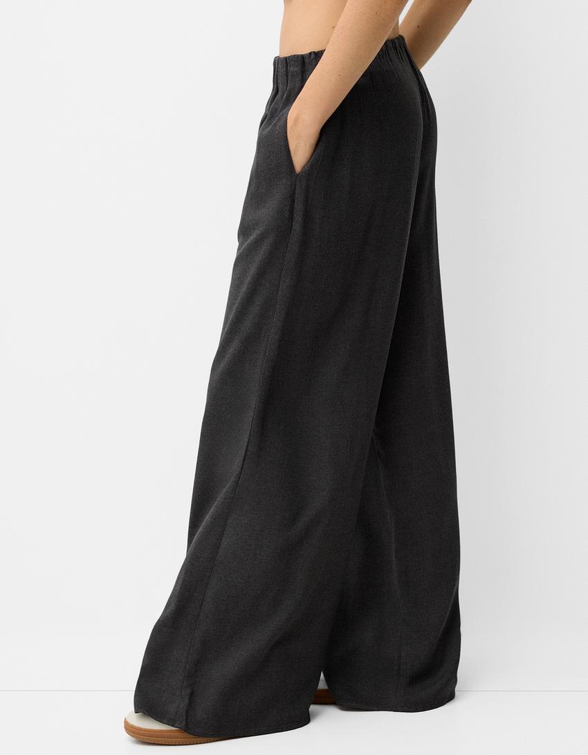 Pantalon large-Gris foncé-4