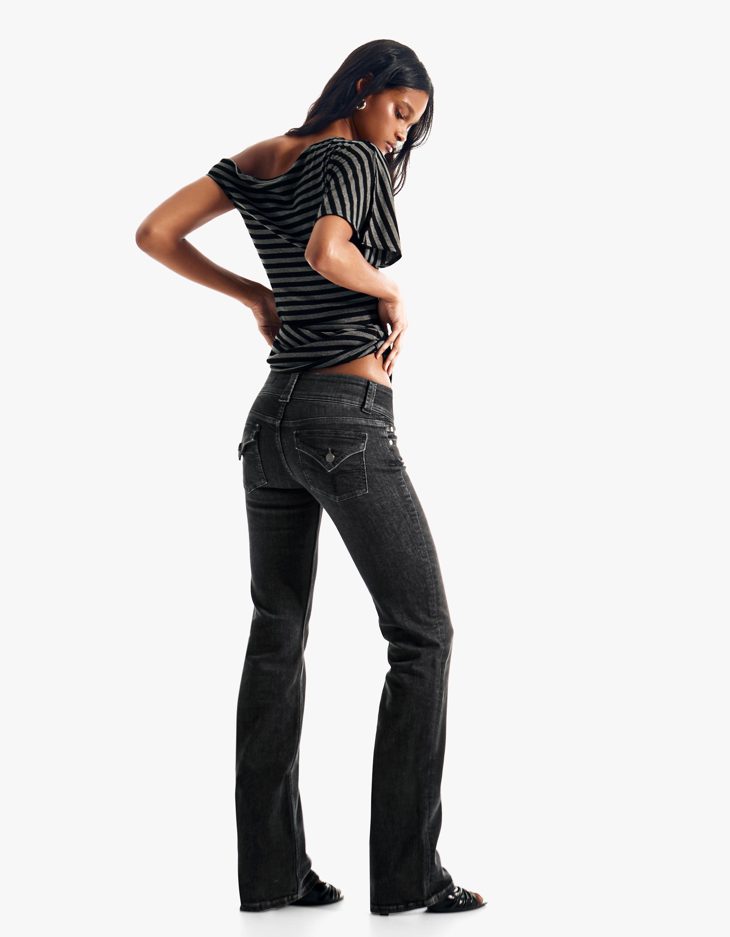 Düşük bel kapaklı bootcut jean - Görsel 203