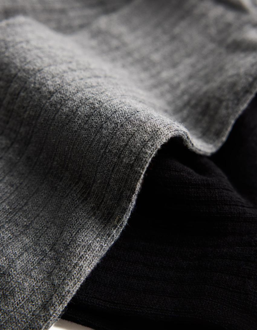 2 paires de chaussettes côtelées-Noir
