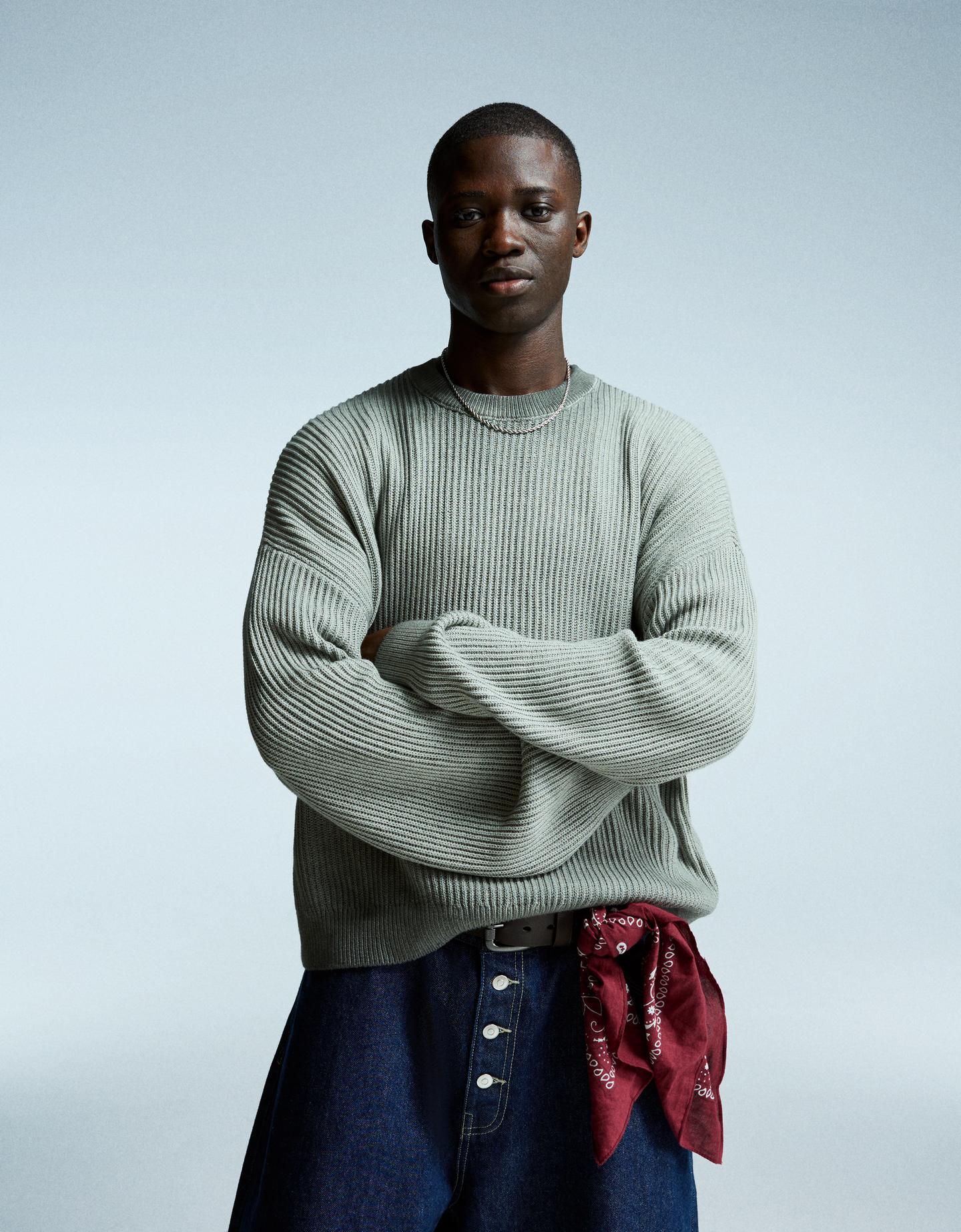 Bershka sweter boxy szary