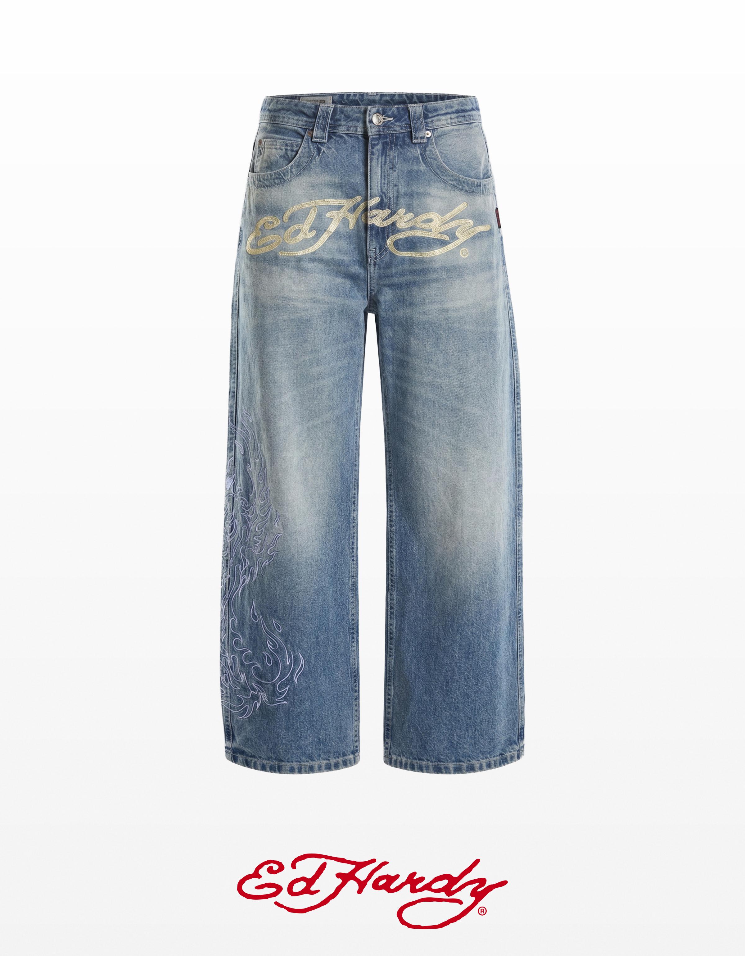 ED HARDY X BERSHKA jeans — Light blue