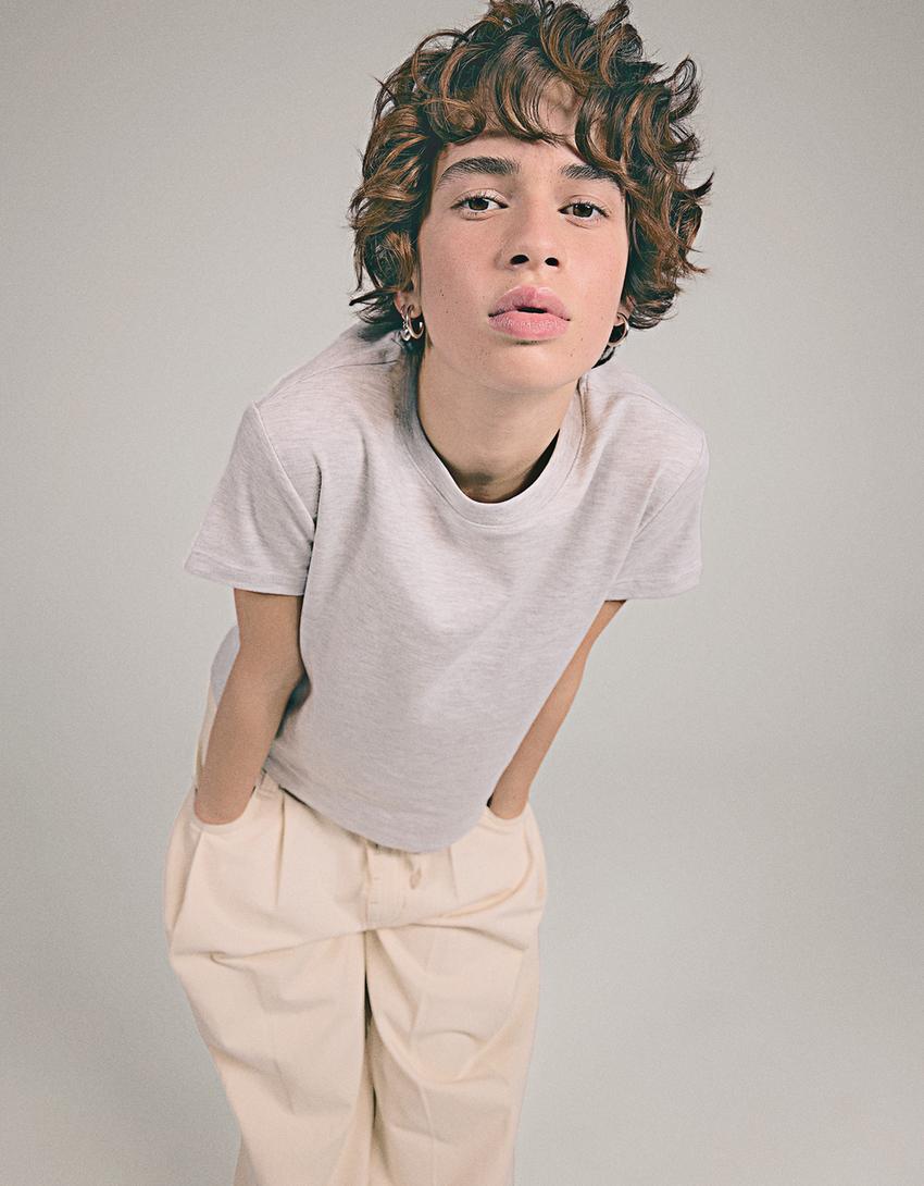 Heavy cotton short sleeve T-shirt-Grey