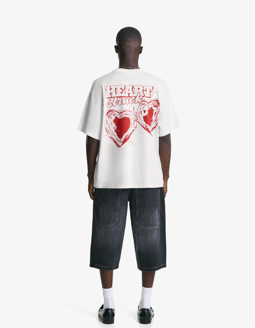 Kortærmet T-shirt med print-Hvid-1