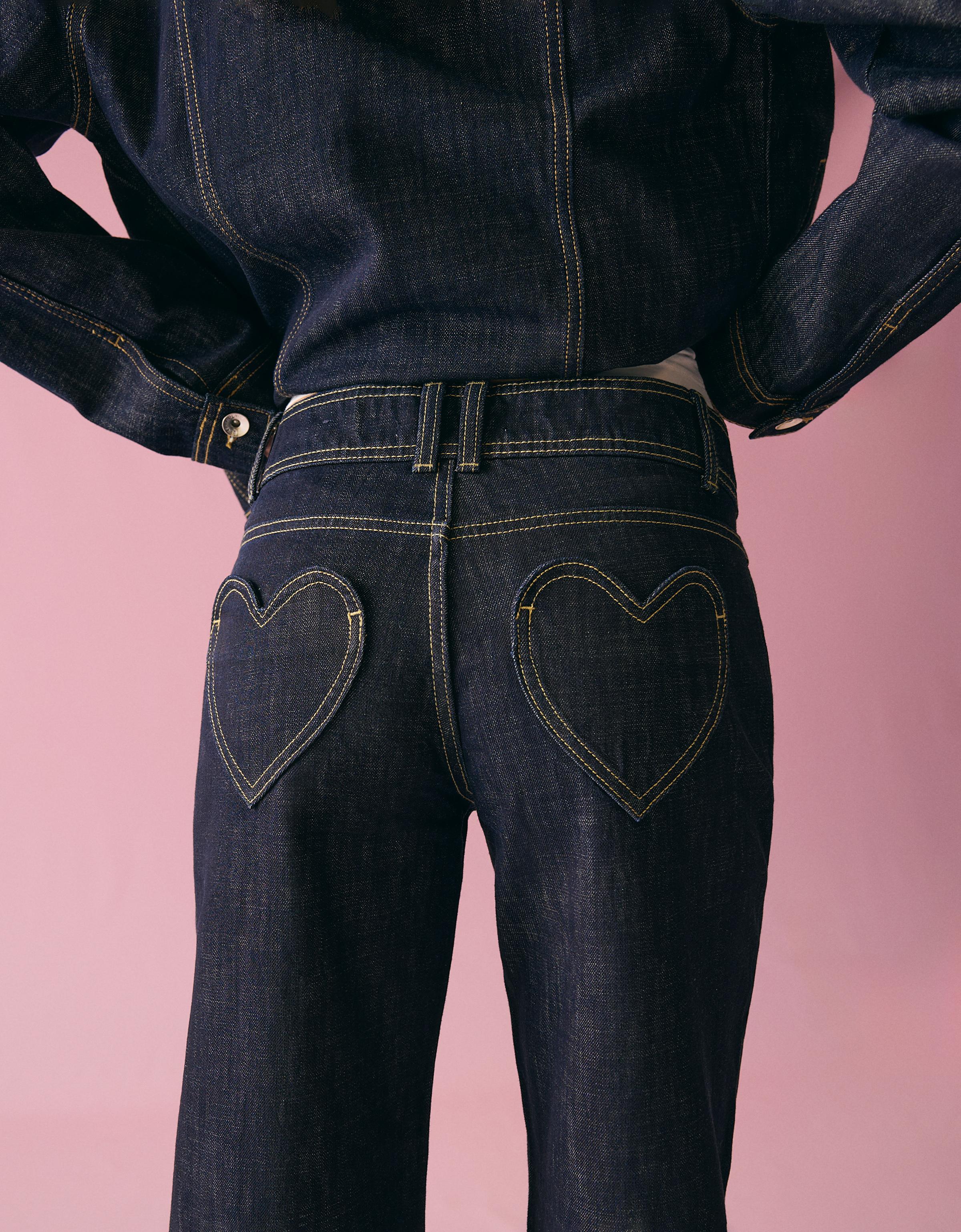 İşlemeli düşük bel baggy fit jean - Görsel 8