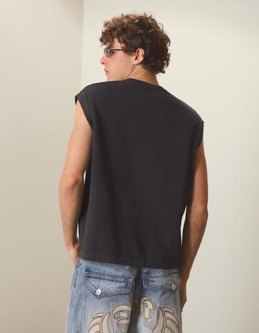Embroidered sleeveless T-shirt — Black 2
