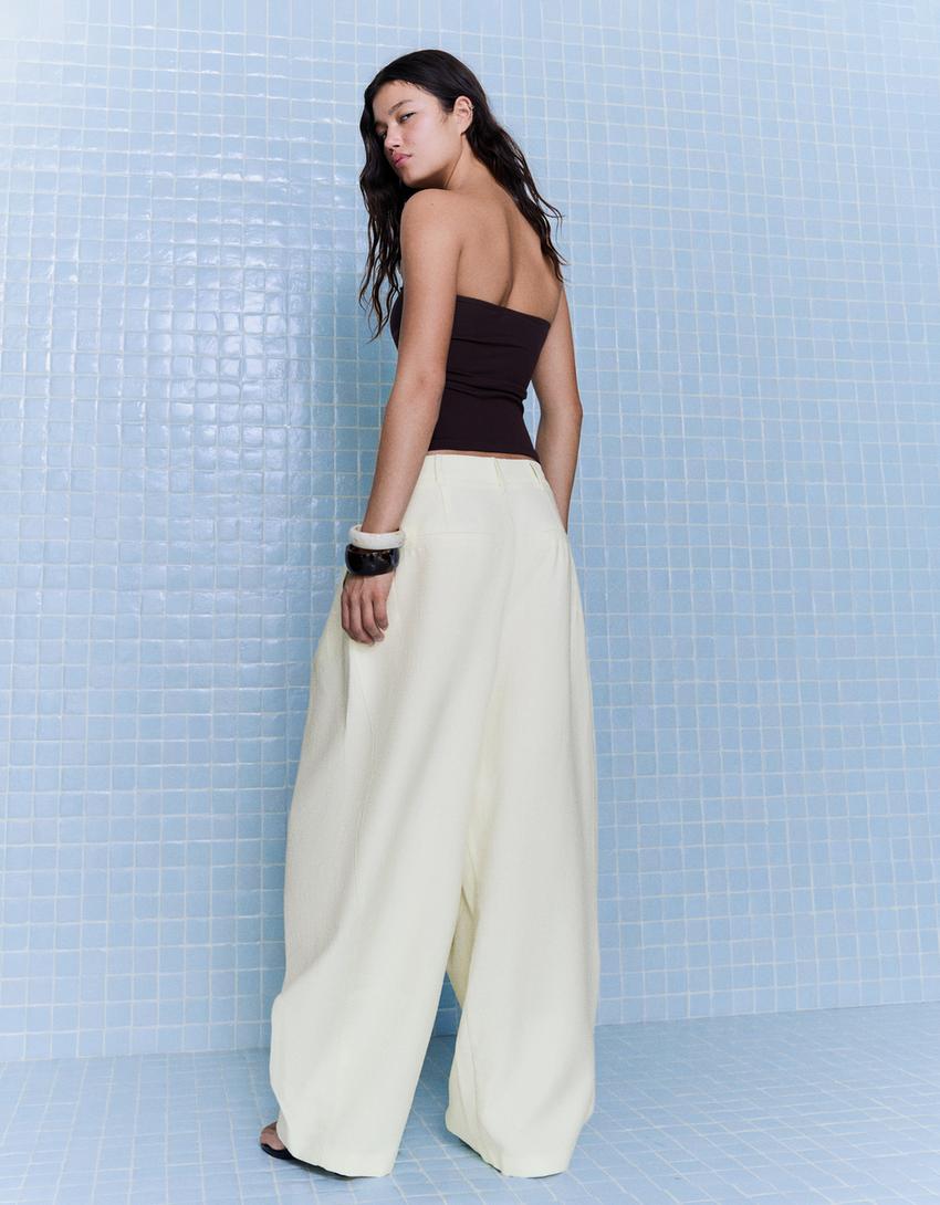 Crossover waist trousers-Yellow