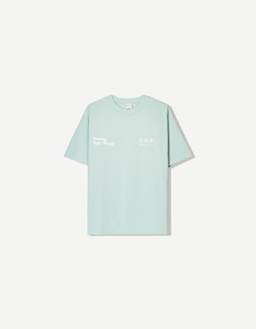 Maglietta a maniche corte oversize stampa-Turchese-3
