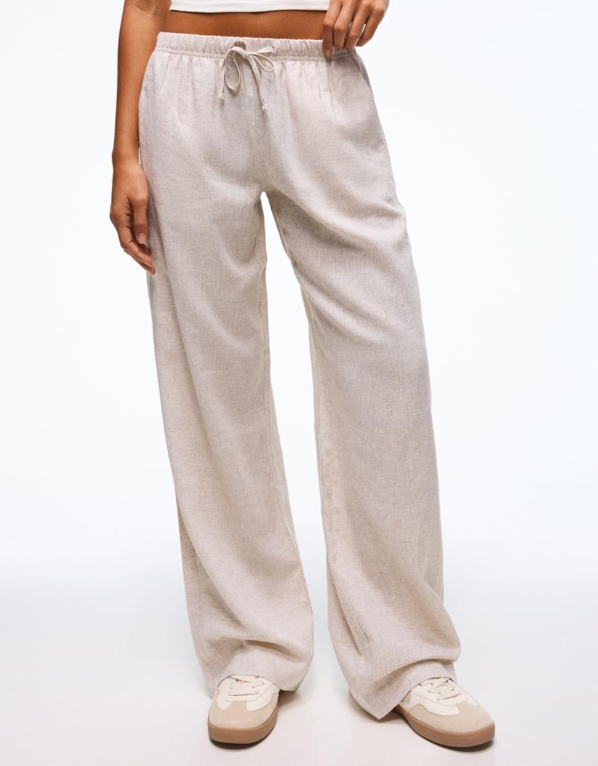 Pantalón cintura elástica-Arena