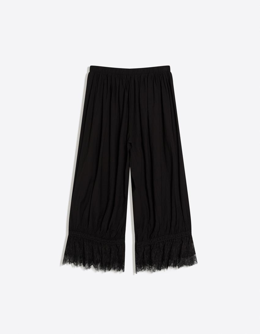 Lingerie sarouel trousers-Black