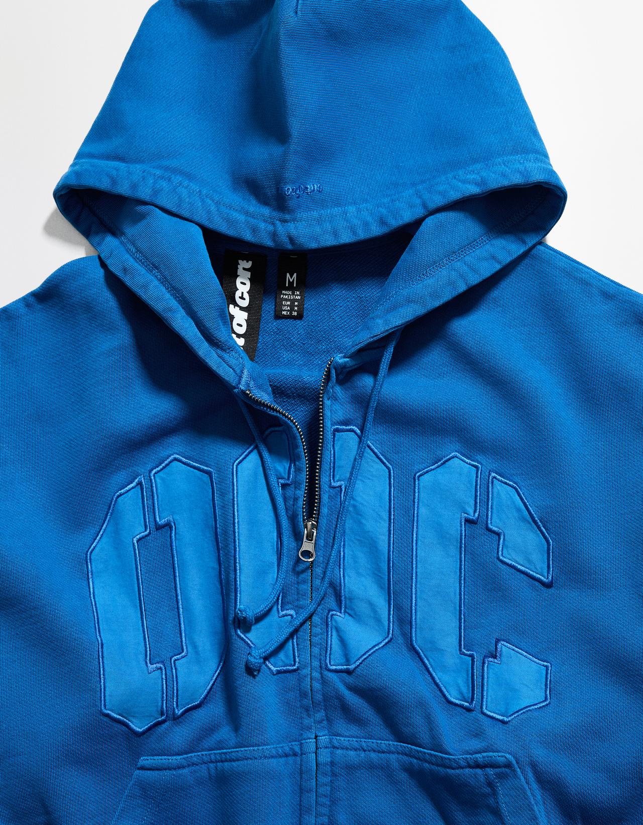 Hood sweatshirt with OUT OF CORE patch — Blue