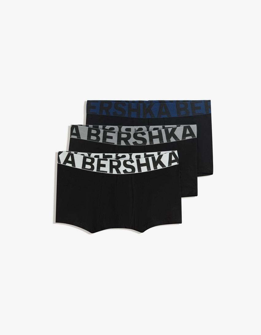 Lot de 3 boxers à large ceinture-Bleu