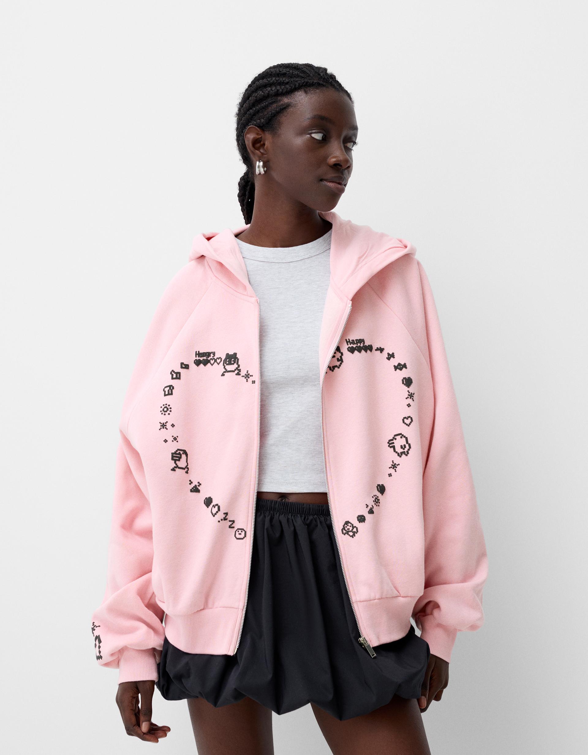 Sweatshirt Sudadera Rosa Bershka Mujer Sudaderas Bershka Mujer 2021