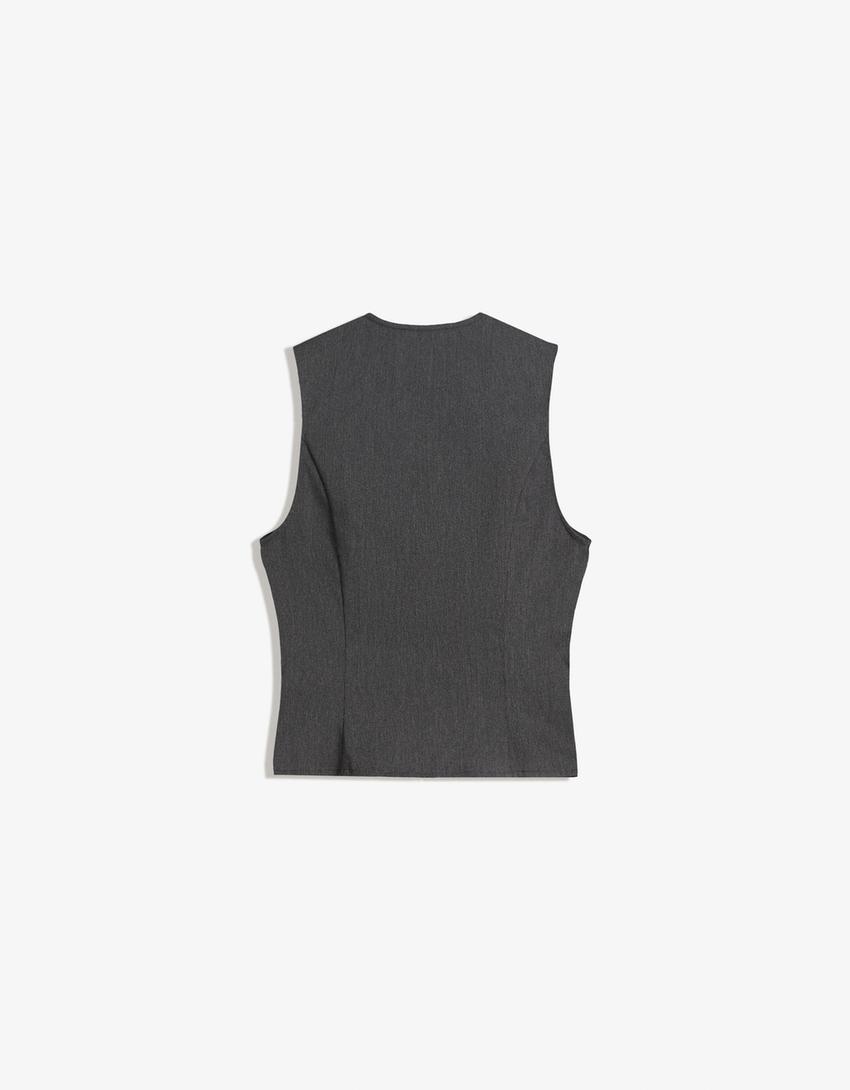 Top with zip-Dark grey