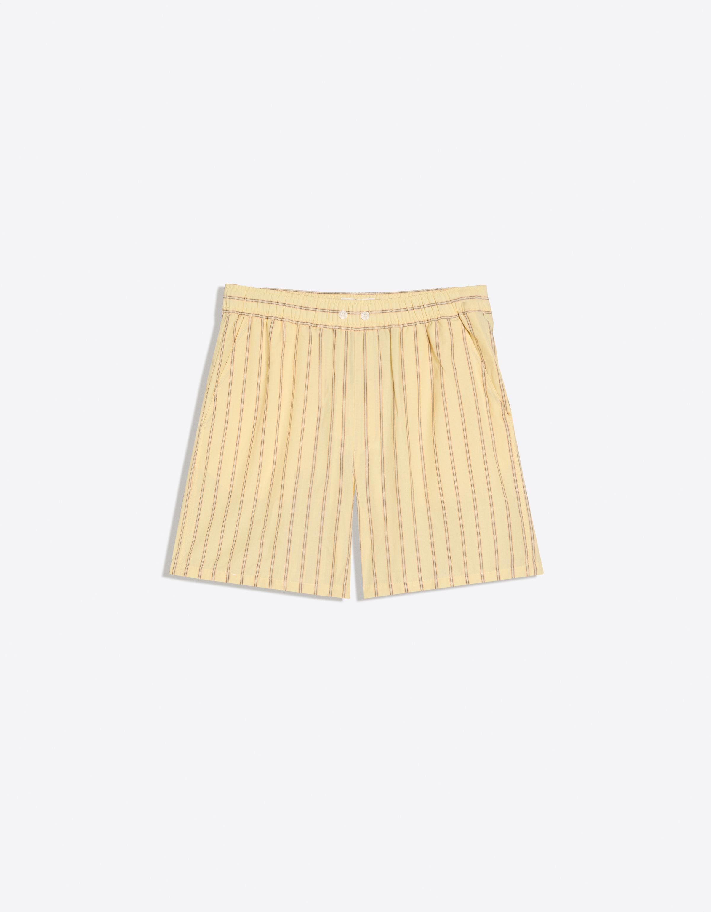 Bershka Bermudas Cintura Elástica Rayas Hombre Amarillo