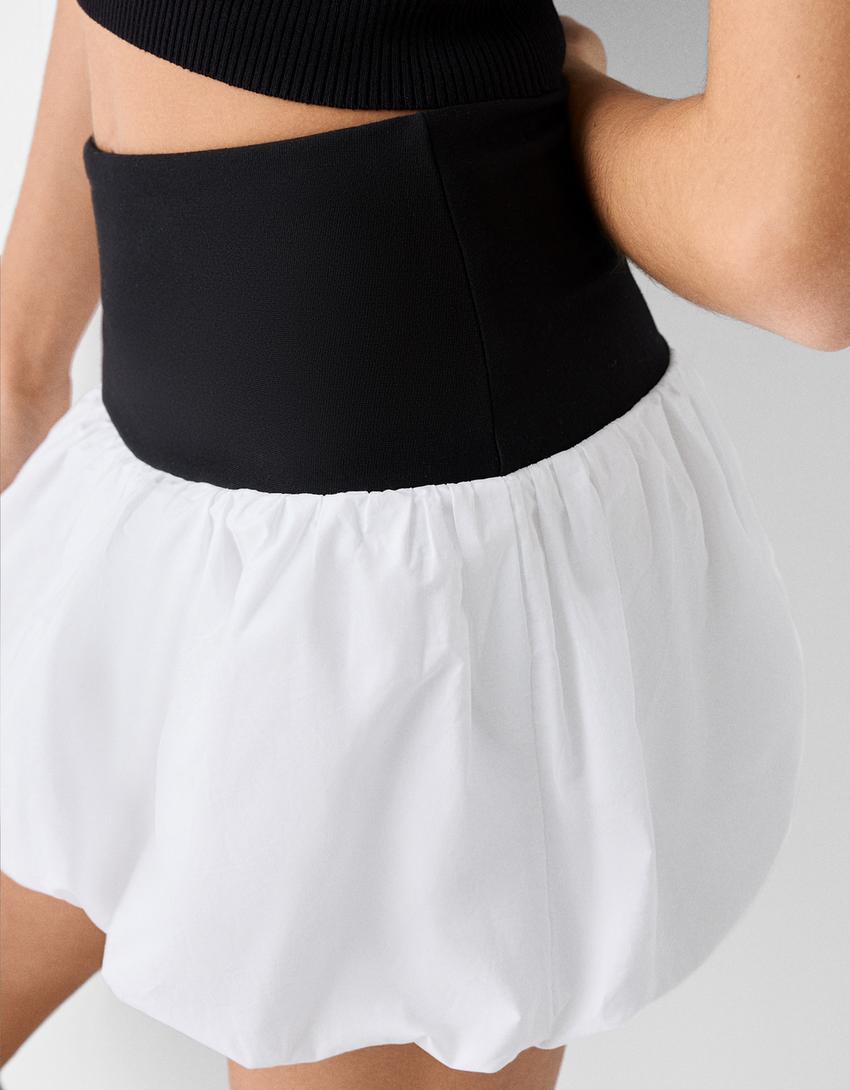 Balloon mini skirt-White-6