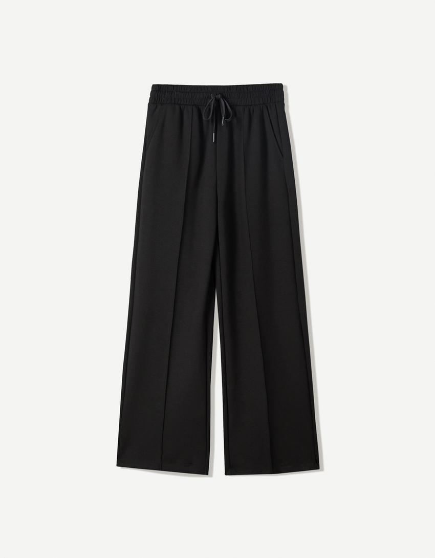 Pantalon wide leg soft-Noir