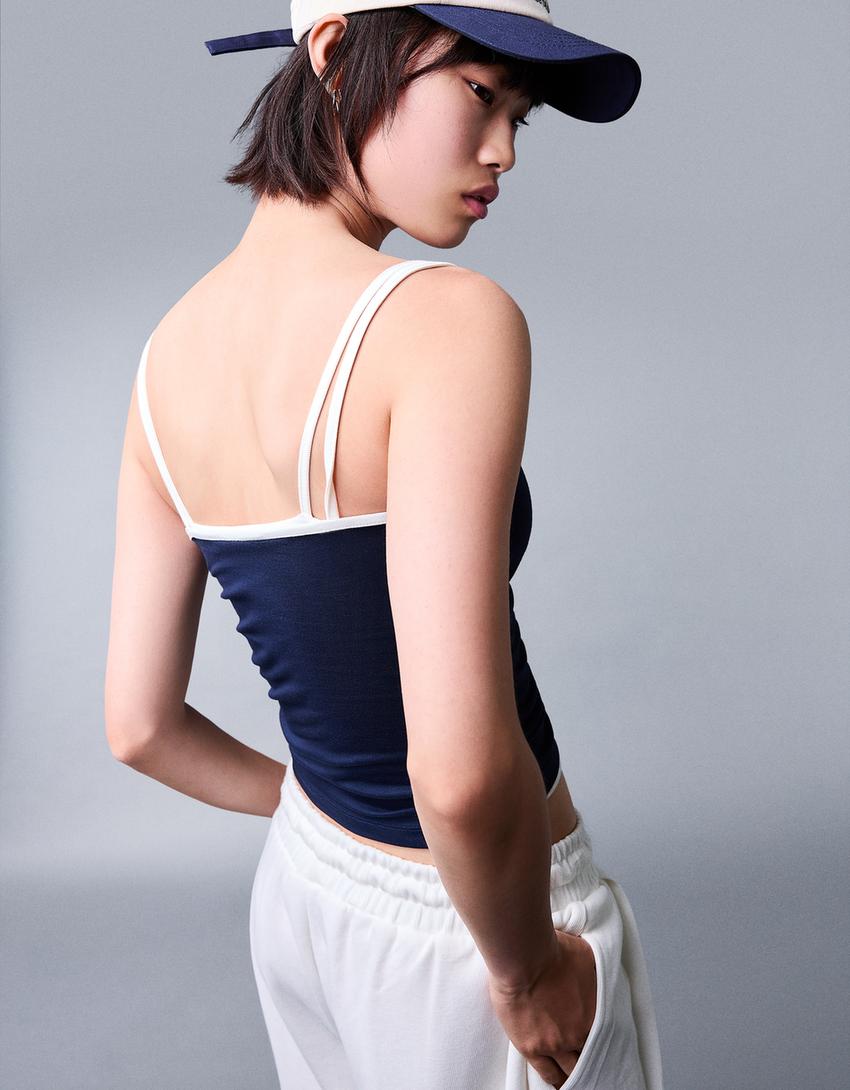 Top met bandjes-Marineblau