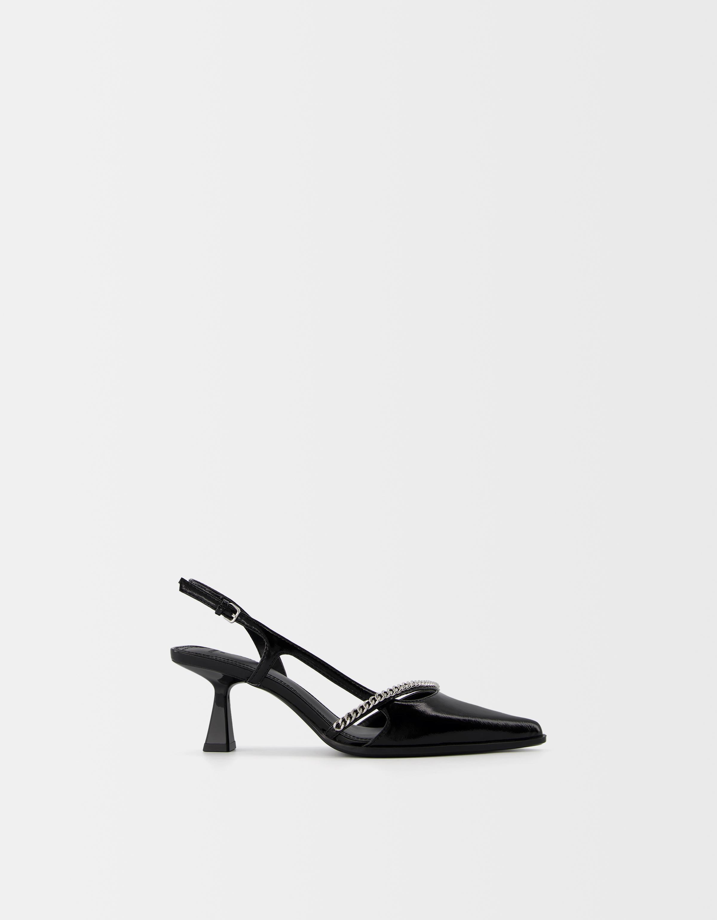 Bershka Absatzschuhe Mit Kitten-Heels Und Kette Damen 36 Schwarz