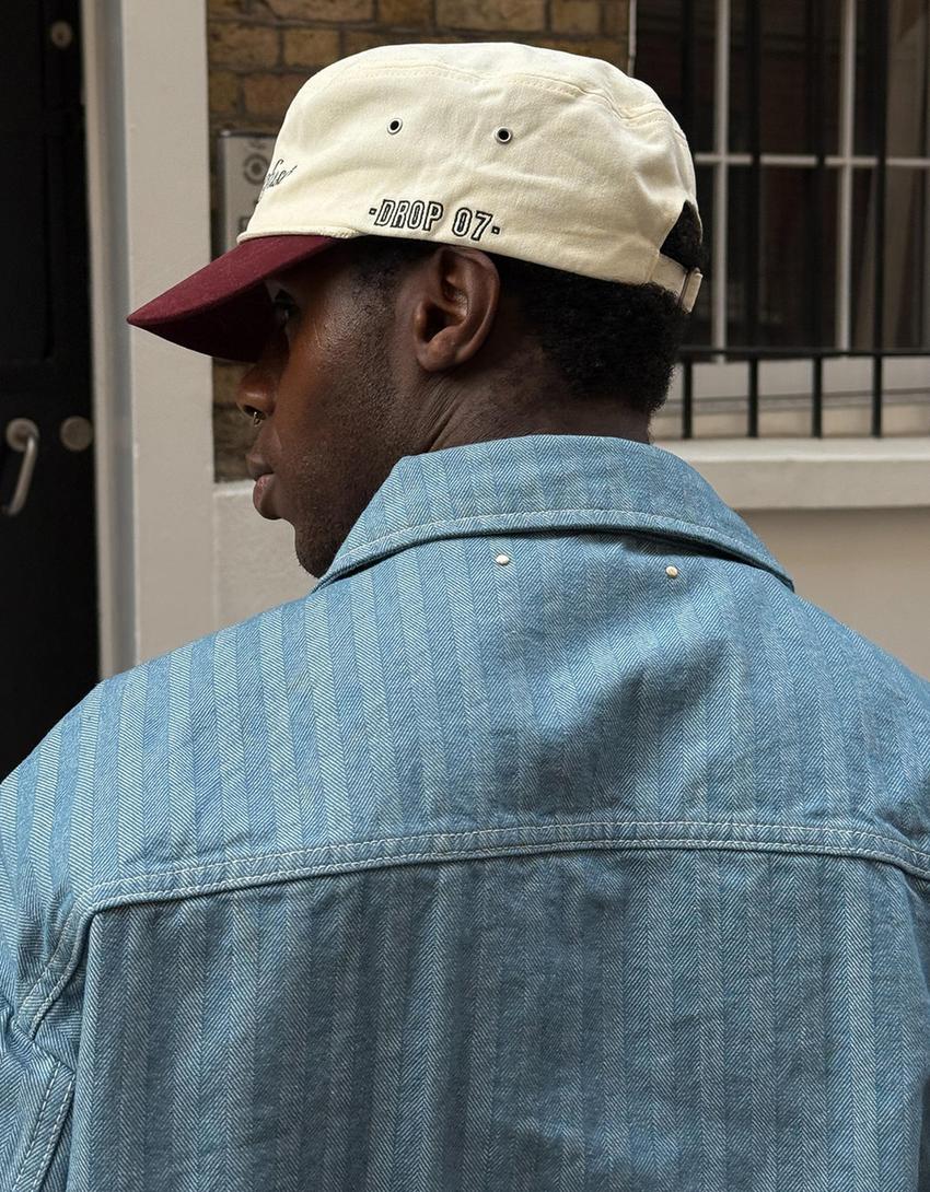 Giubbotto denim a righe-Azzurro Chiaro