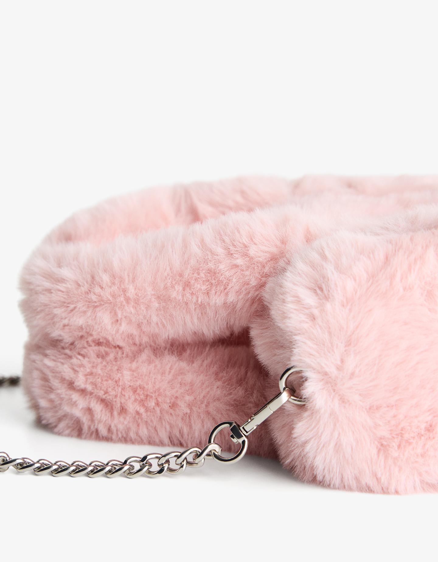 Bershka torba bowling z efektem futerka szary