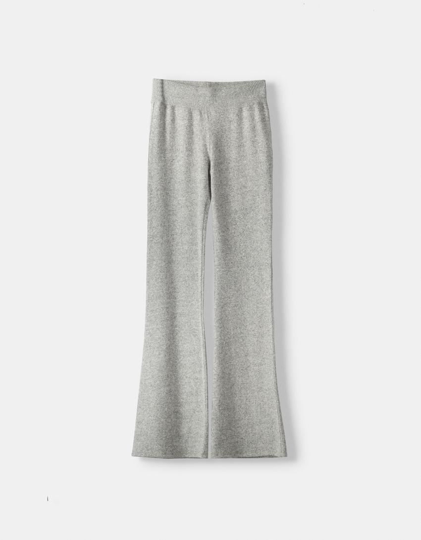 سروال محاك واسع من الأسفل-رمادي-5