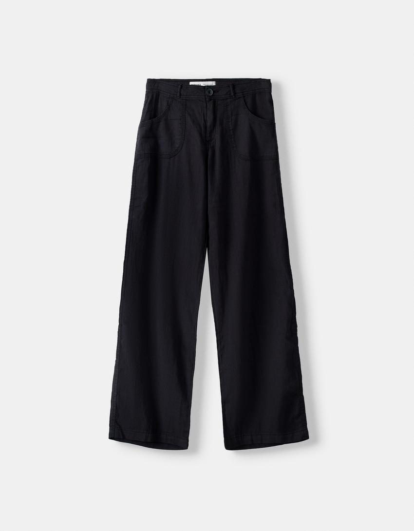 سروال ريفي فضفاض-كحلي-4