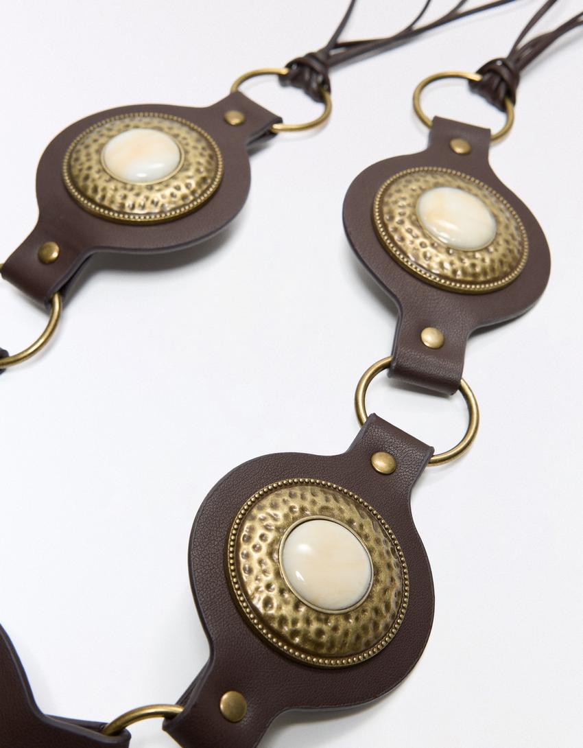 Stone medallion belt-Brown