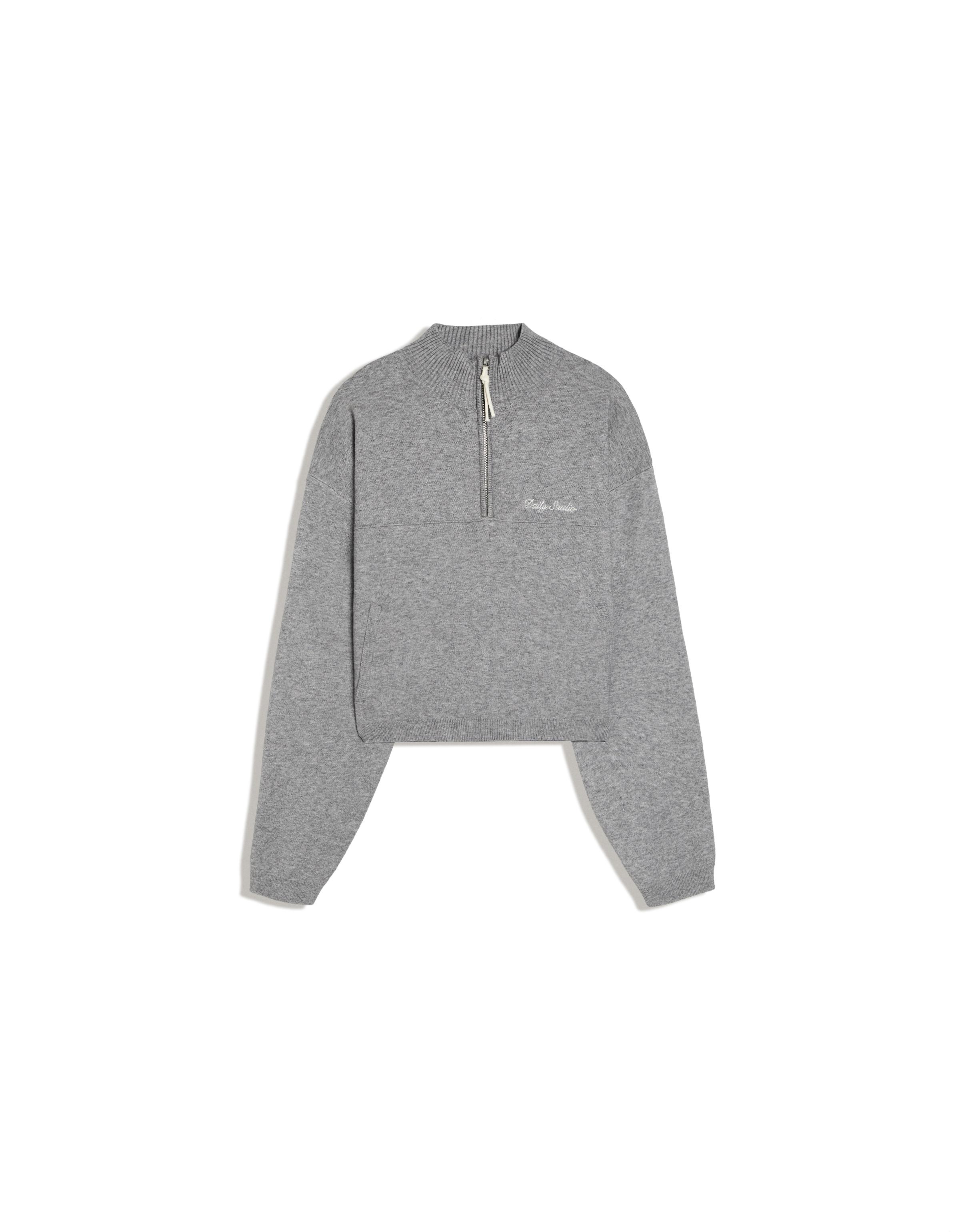 Embroidered zip-up jumper — Grey