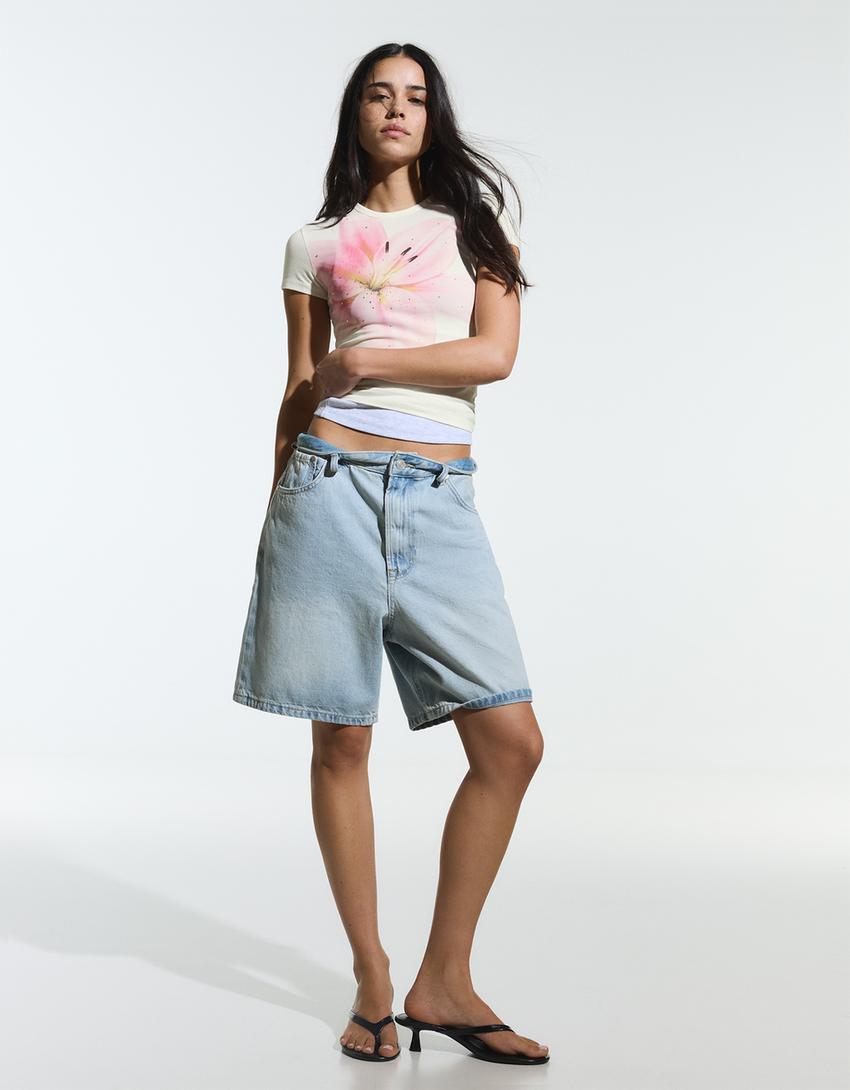 T-shirt manches courtes imprimé-Rose