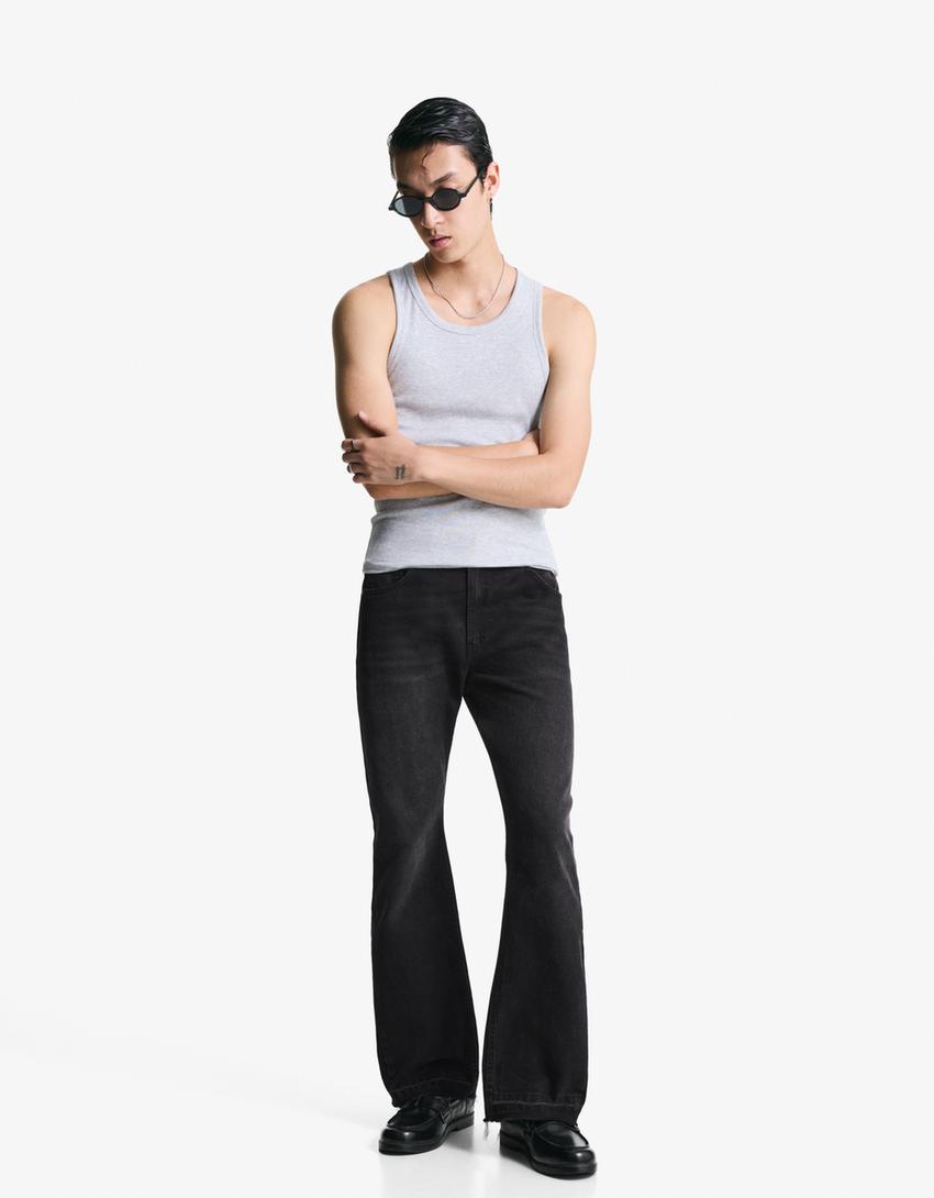 Jeans flare straight-Negro-0