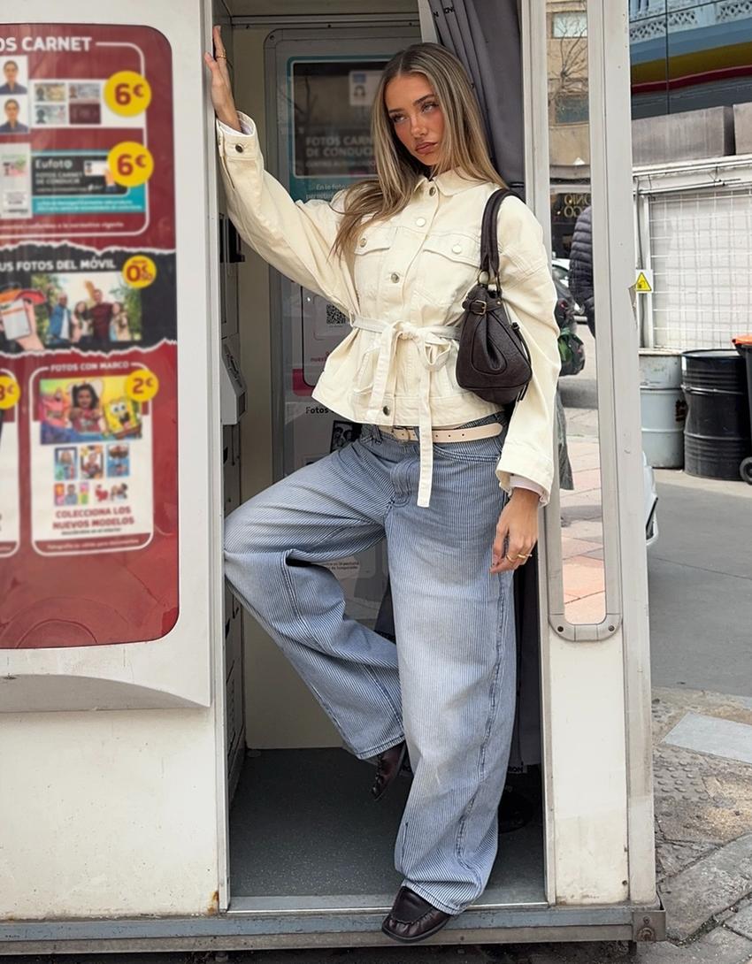 Veste en jean oversize-Écru