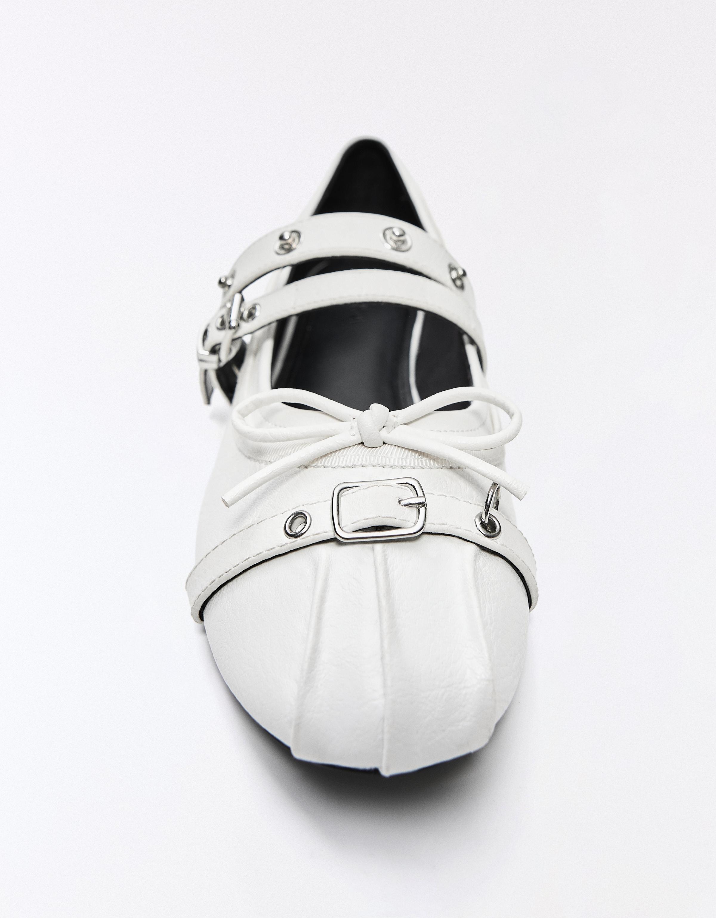 Studded ballerinas — WHITE