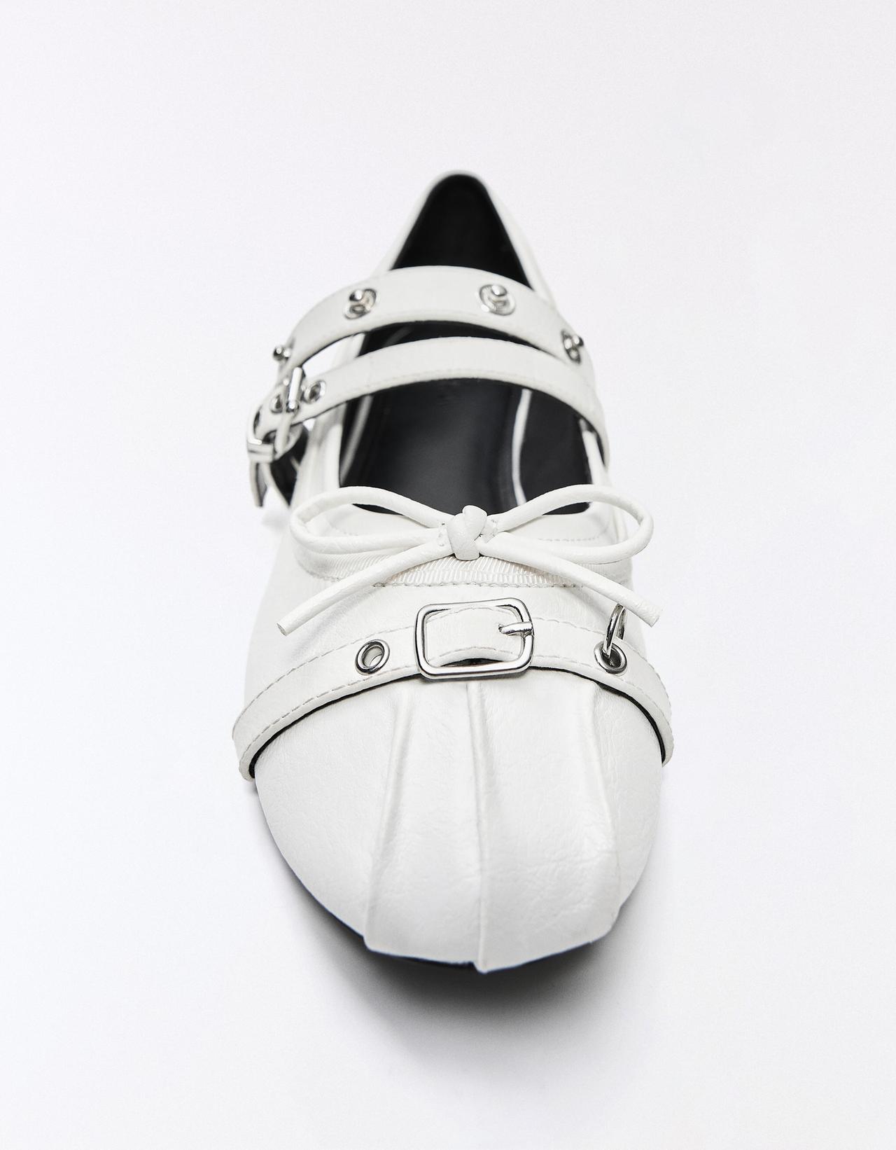 Studded ballerinas — WHITE