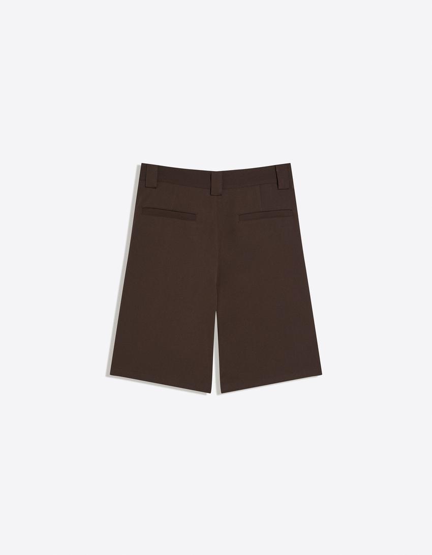 Boxy fit tailored bermuda-Kahverengi