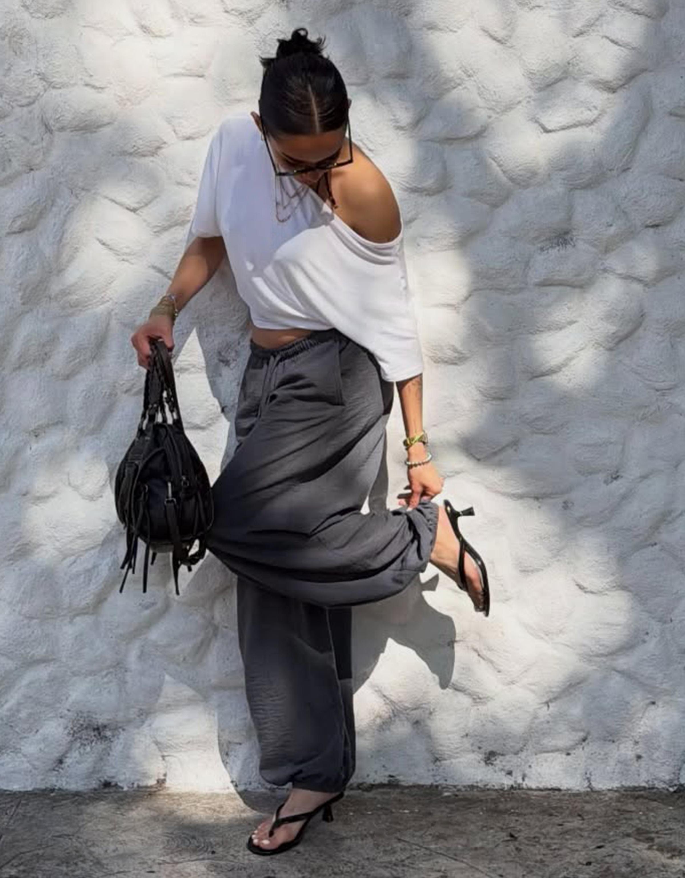 Rustic sarouel trousers — Dark grey