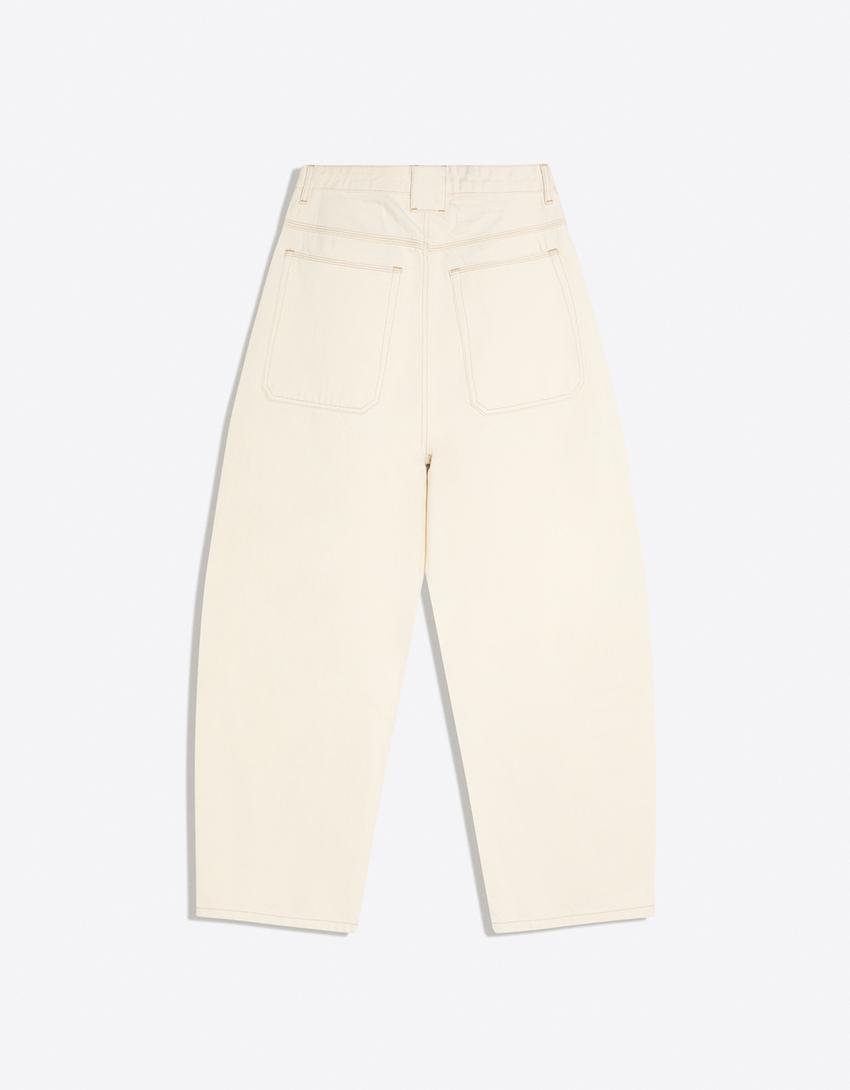 Barrel jeans-Ecru
