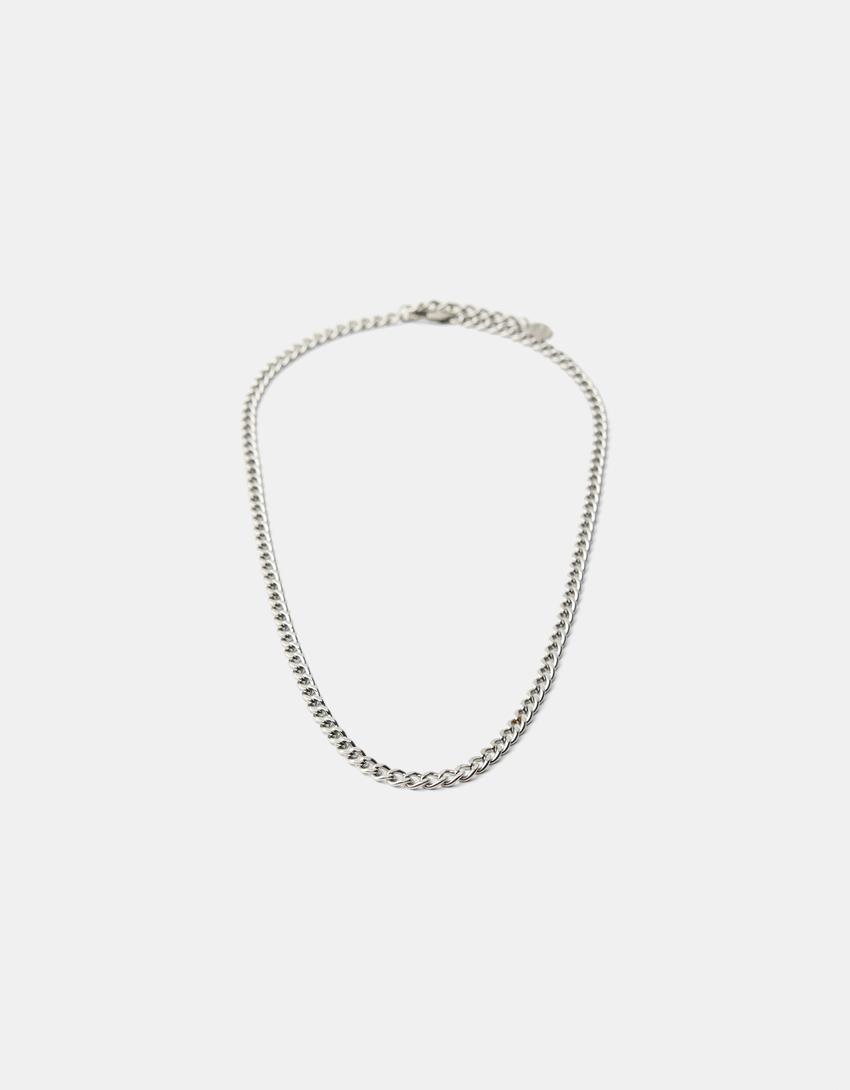 Stainless steel chain link necklace-Silver