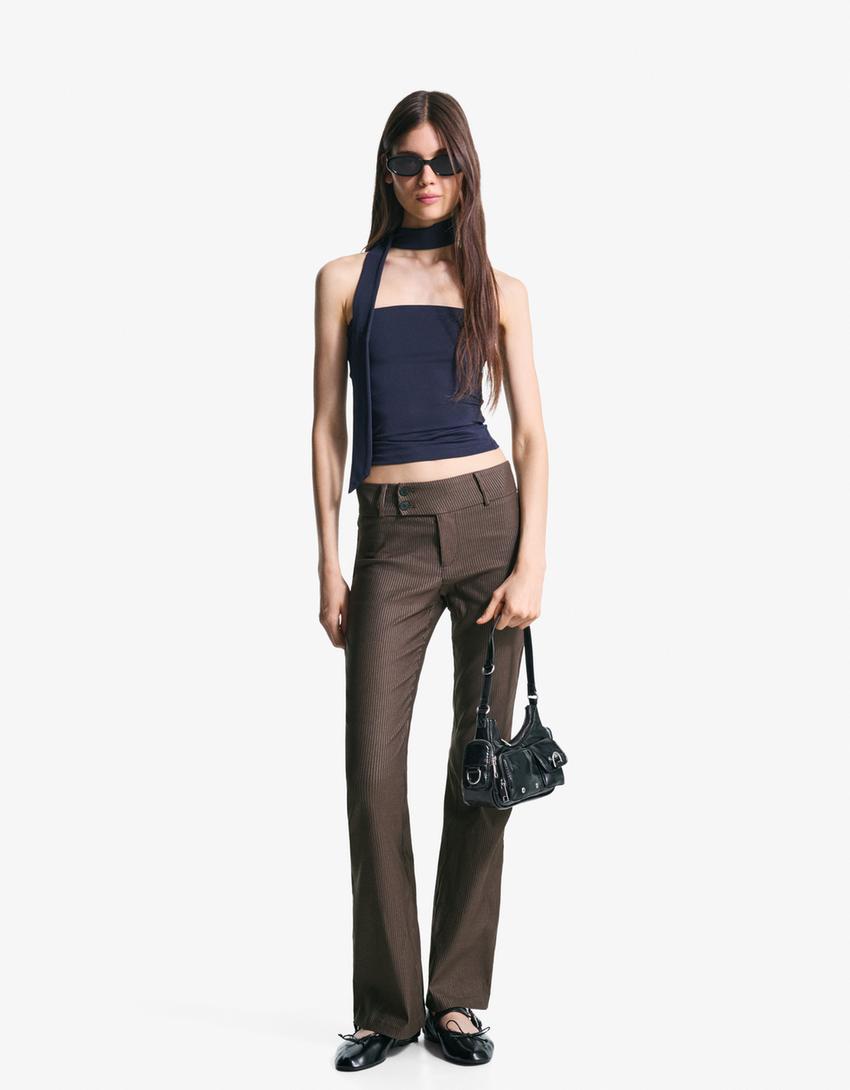Pantaloni flare bengalina-Marrone-0