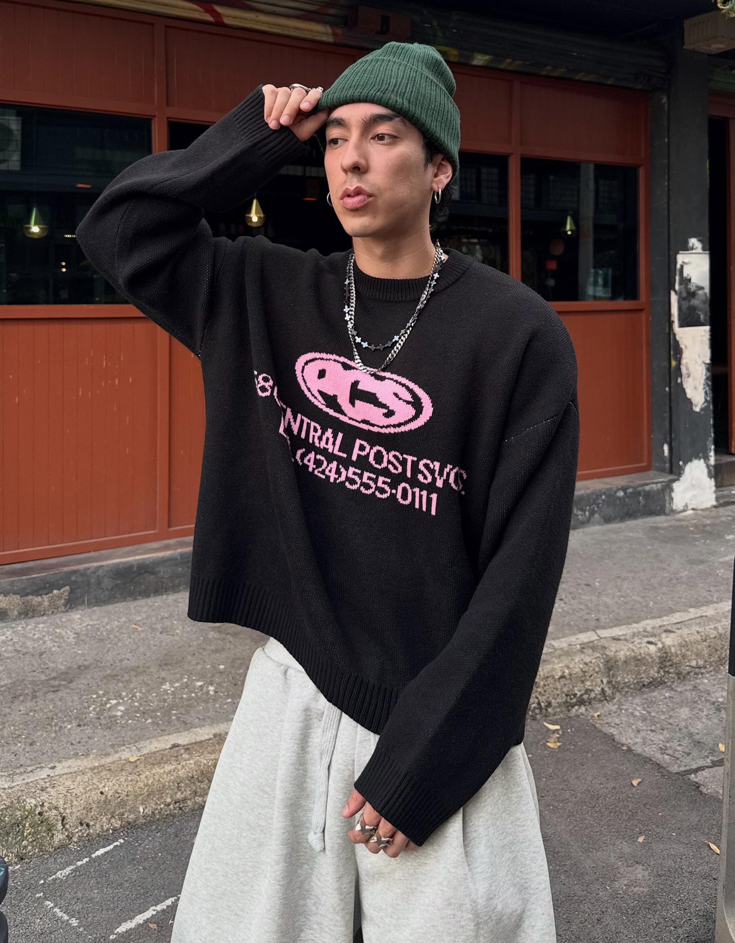 Bershka Jakarlı kumaş desenli kazak görsel 6