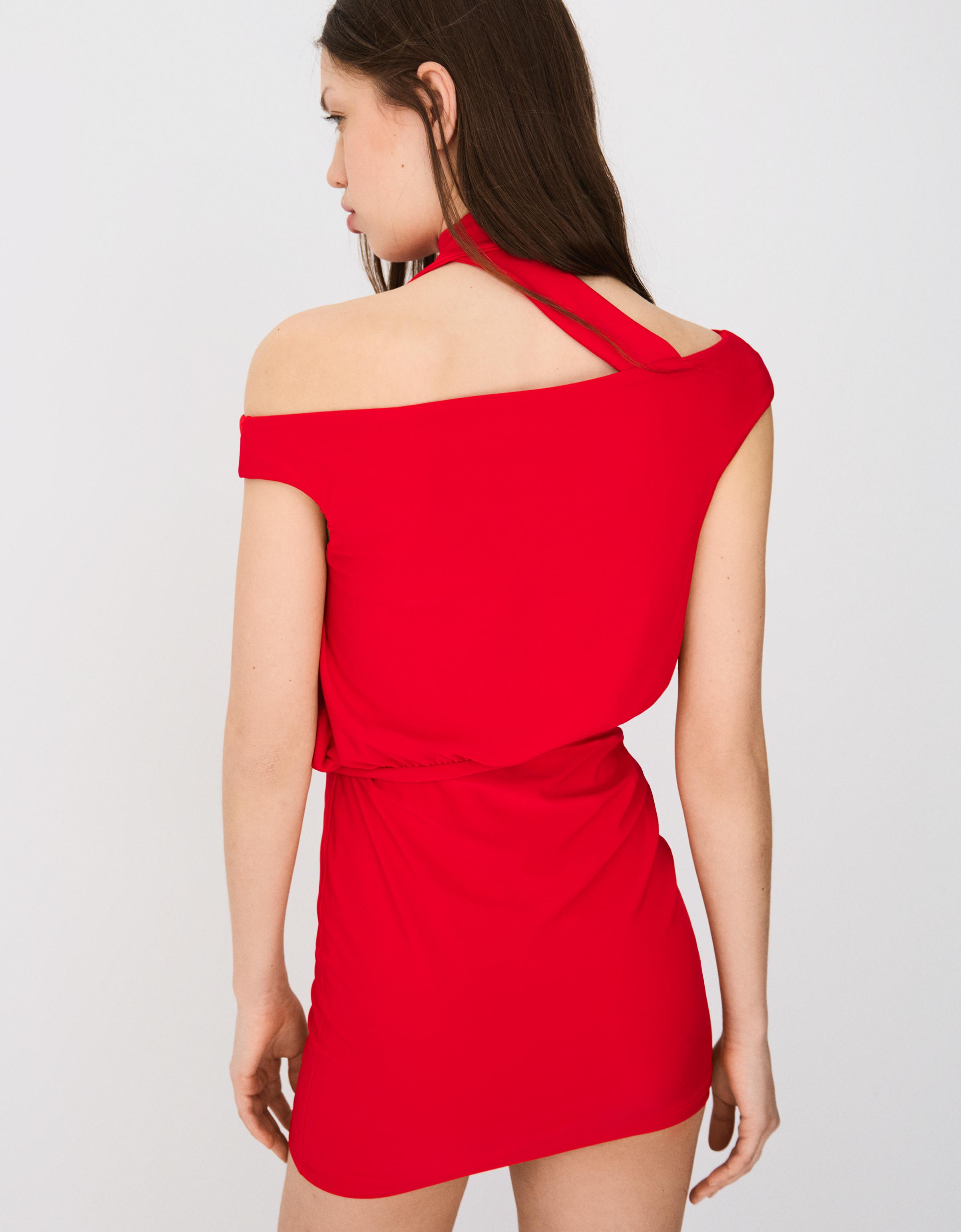 Bardot fular mini elbise - Görsel 14