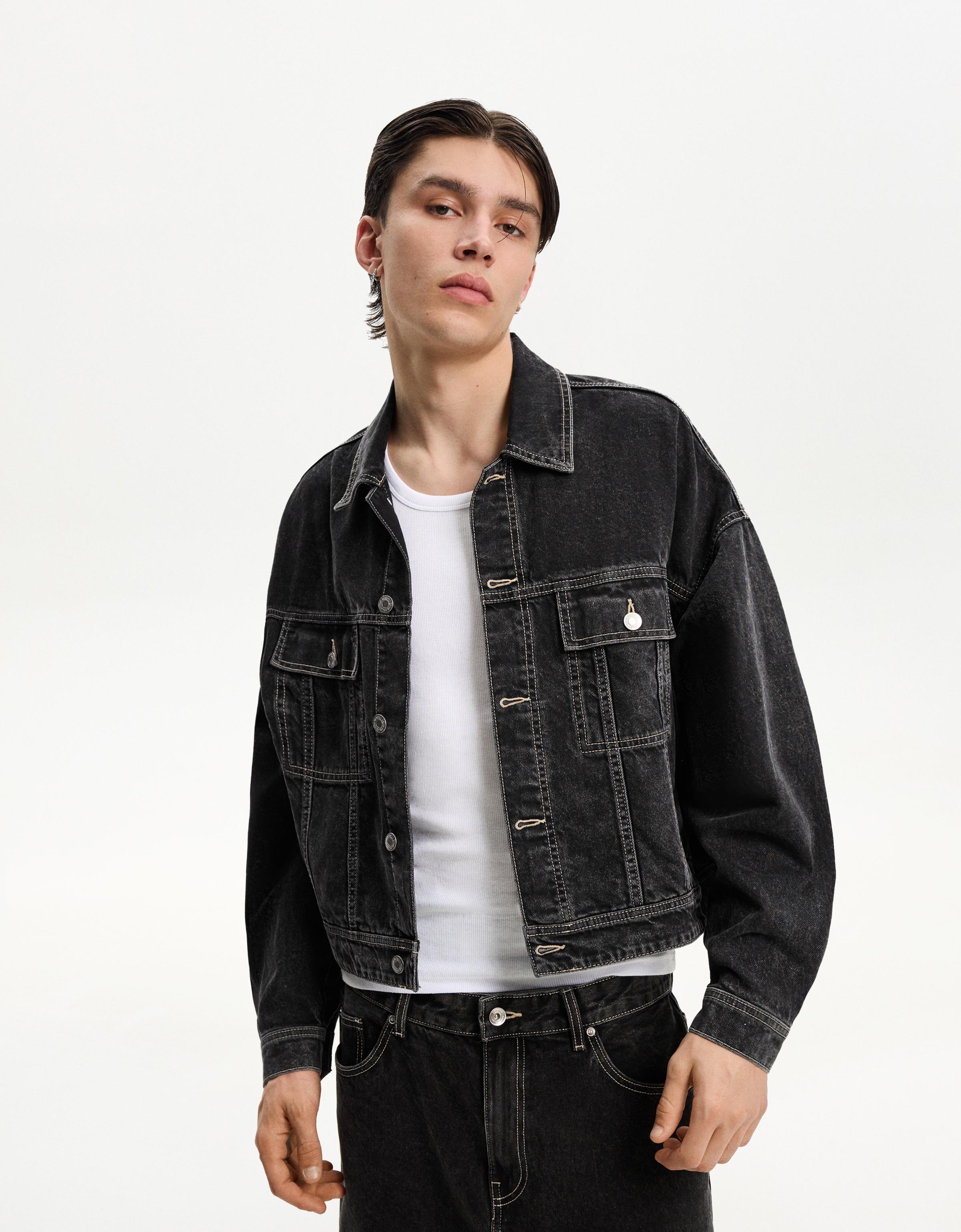 Bershka Jeansjacke Im Truckerstil Herren S Schwarz