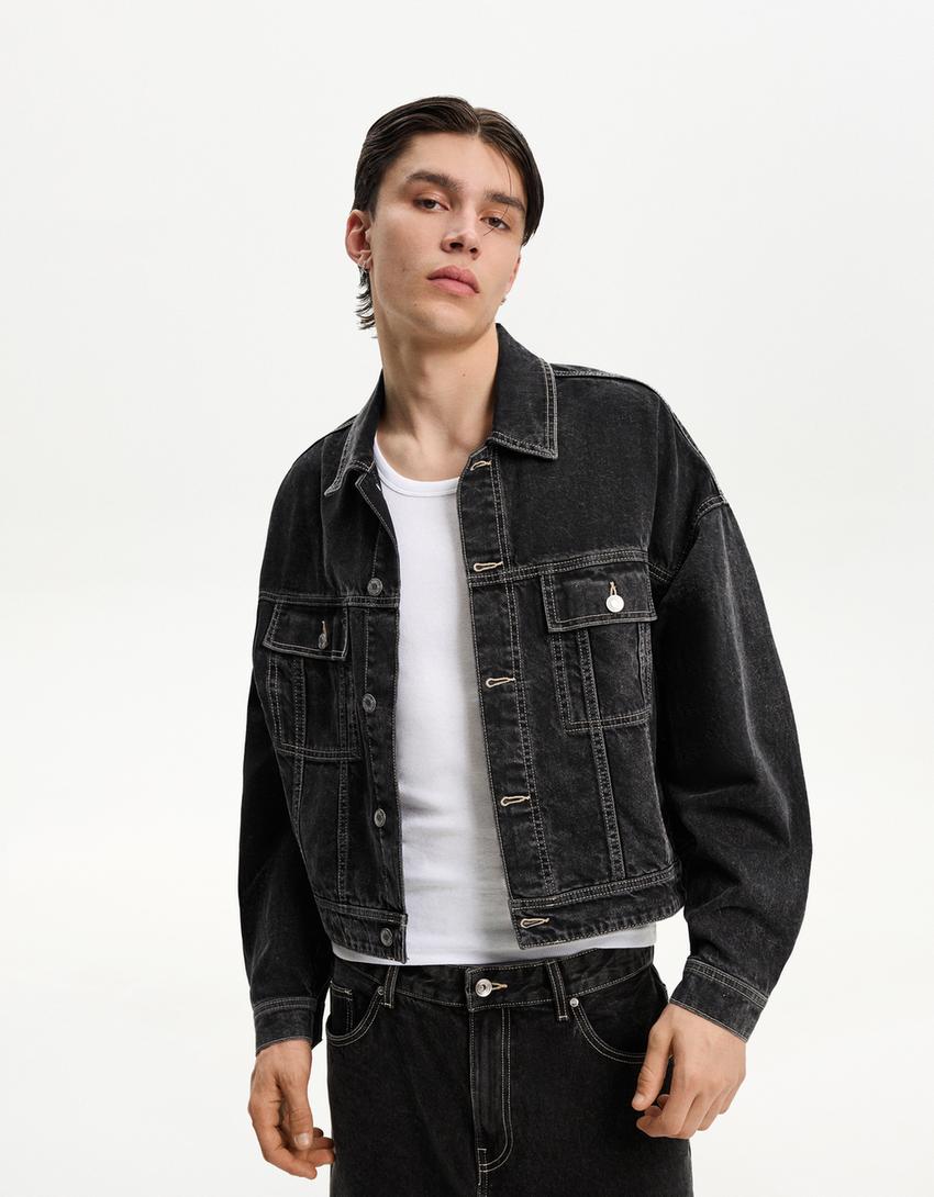 Marca Bershka Chaqueta Tejana Hombre Bershka Chaqueta De Jean