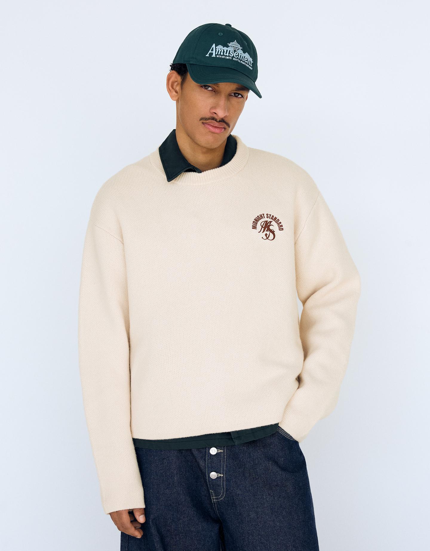 Bershka Maglia Con Stampa Jacquard Uomo S Beige