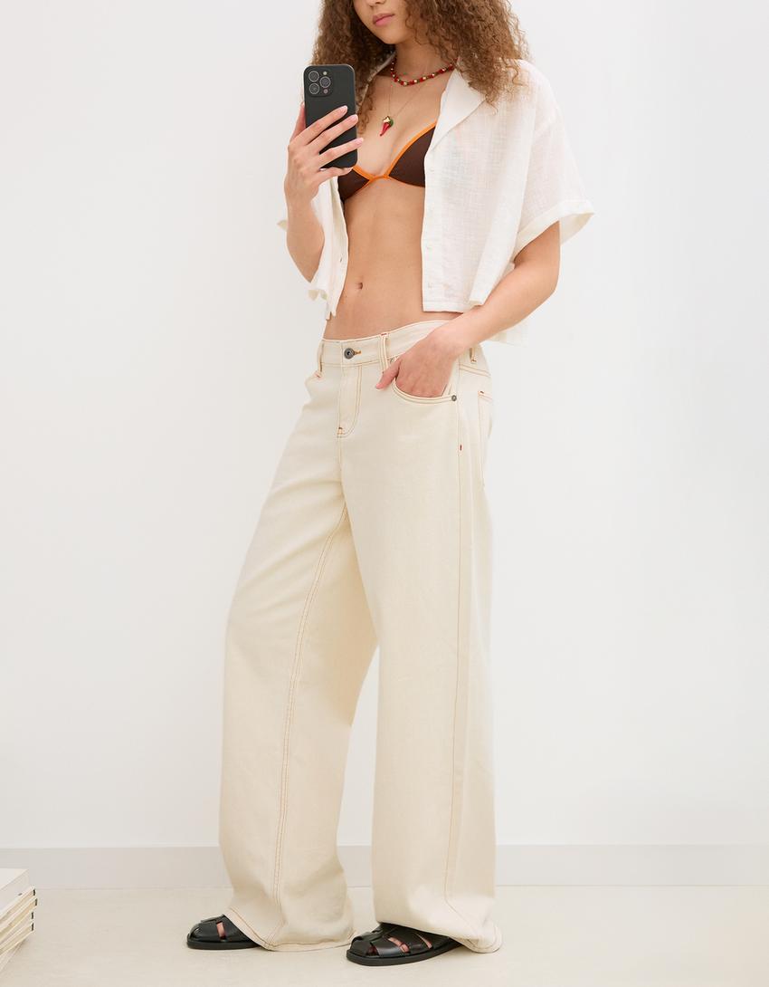 Boyfriend jeans-Cream