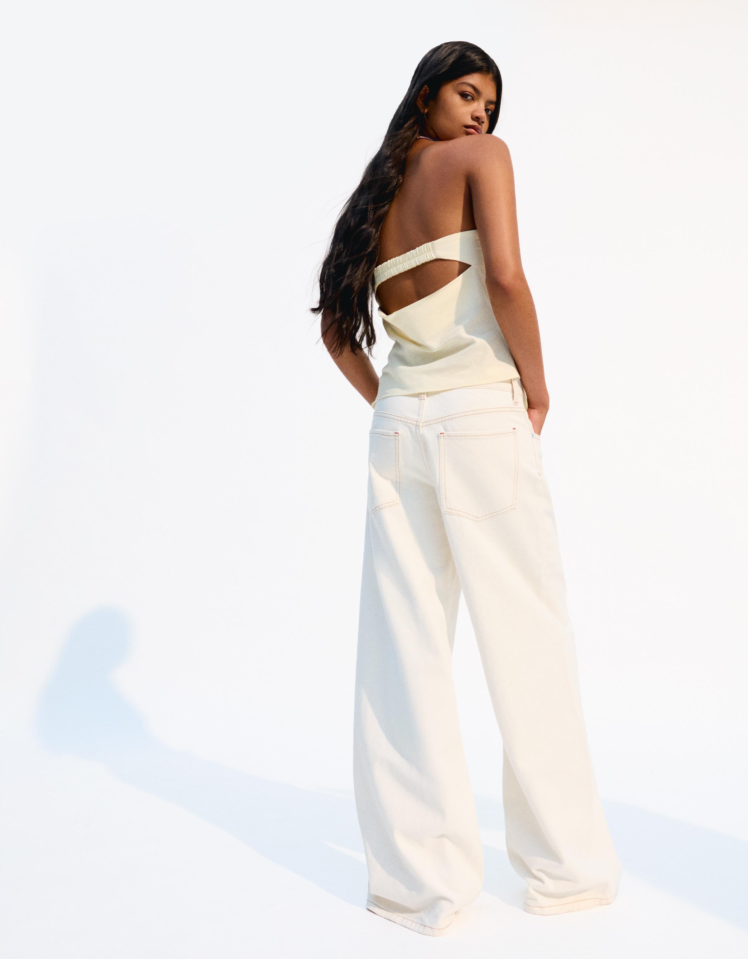 トップス boda / thin BK*WH Linen blend bandeau top - Tops and bodysuits - Women | Bershka