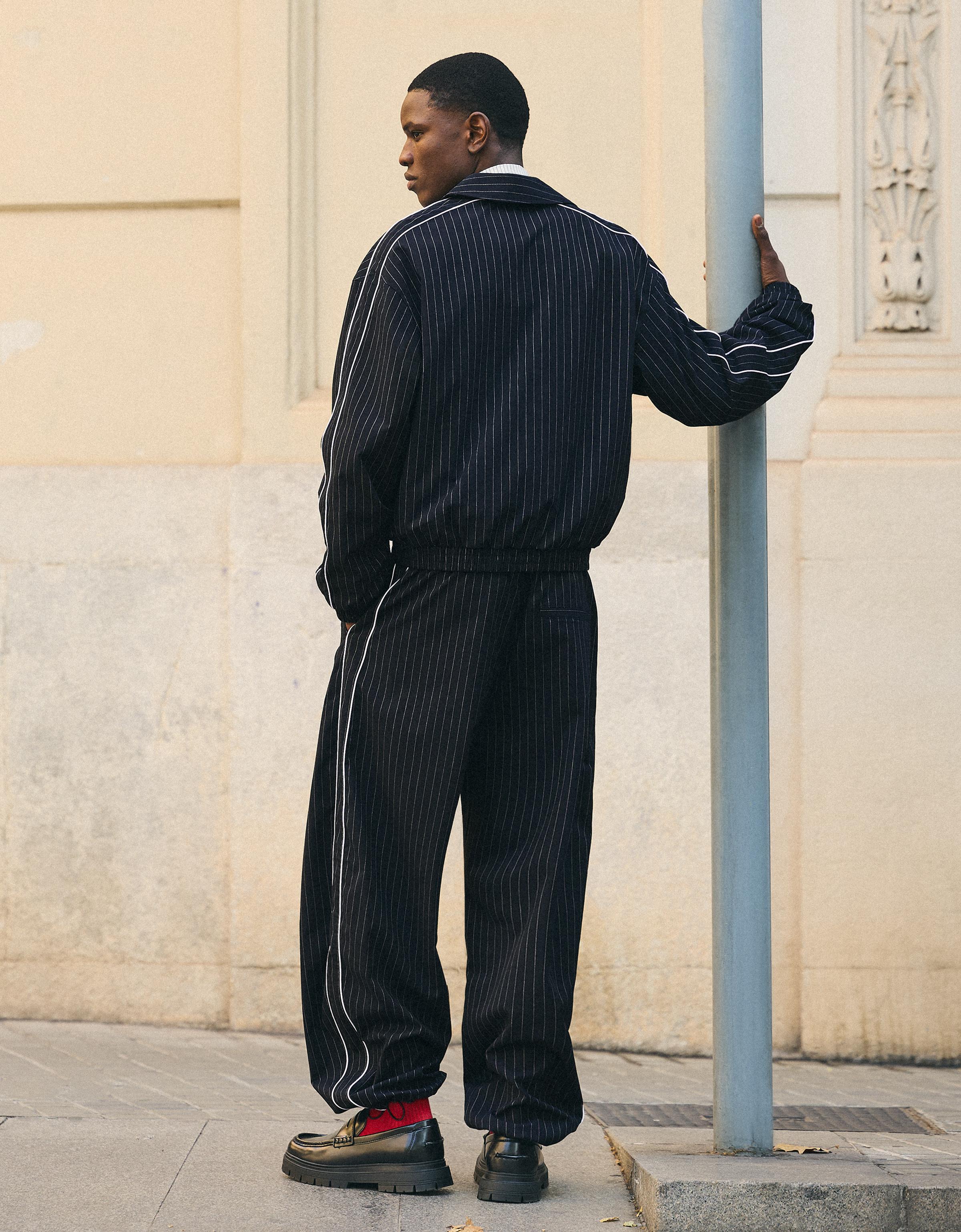 Super baggy pinstripe trousers — Navy