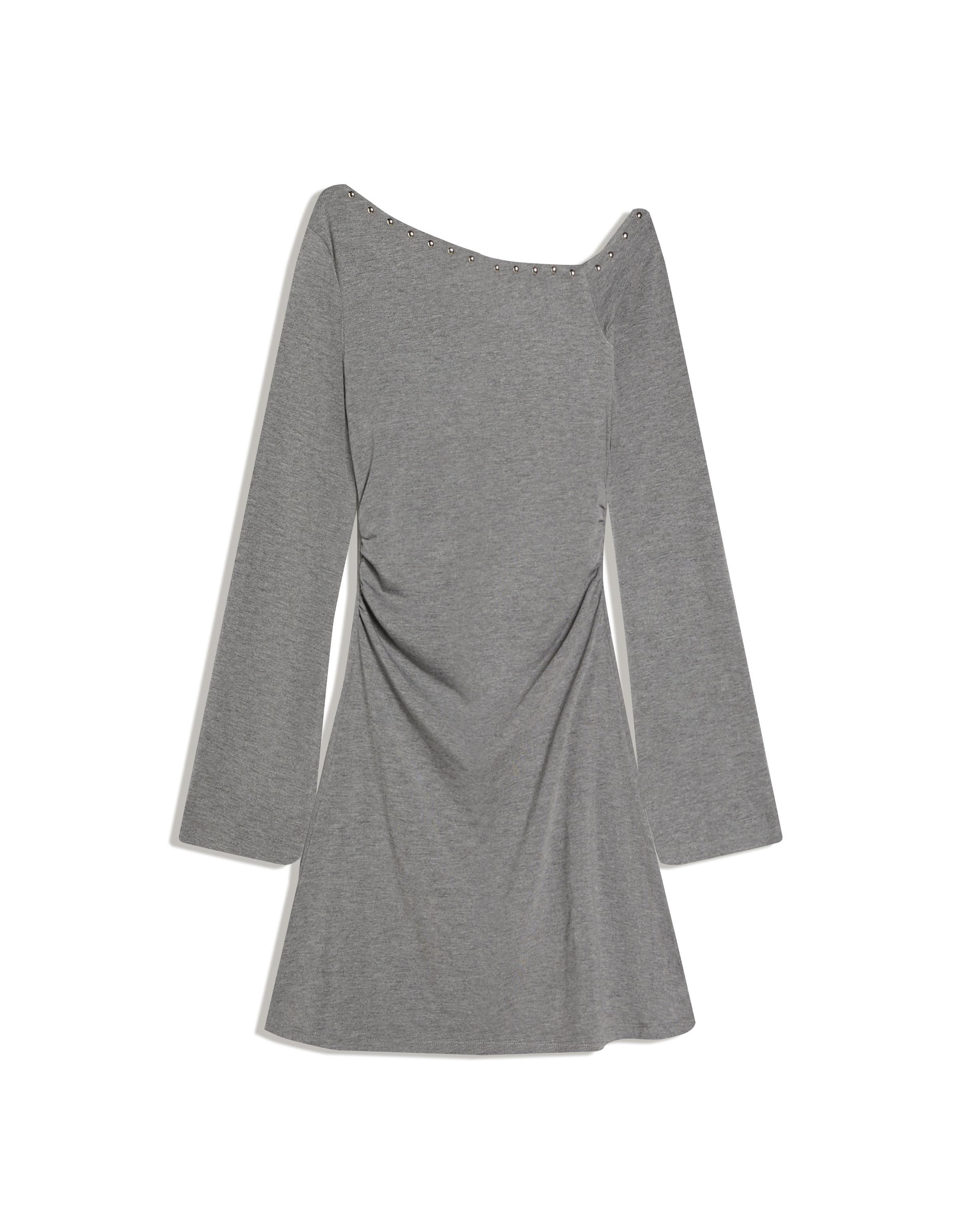 Asimetrik zımba detaylı mini elbise - Görsel 4