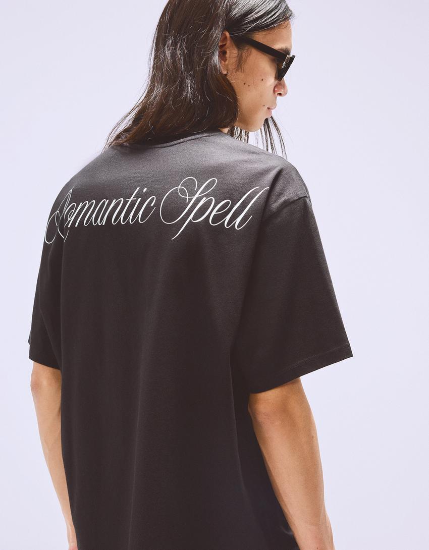 Cupid and Psyche short sleeve print T-shirt-Black