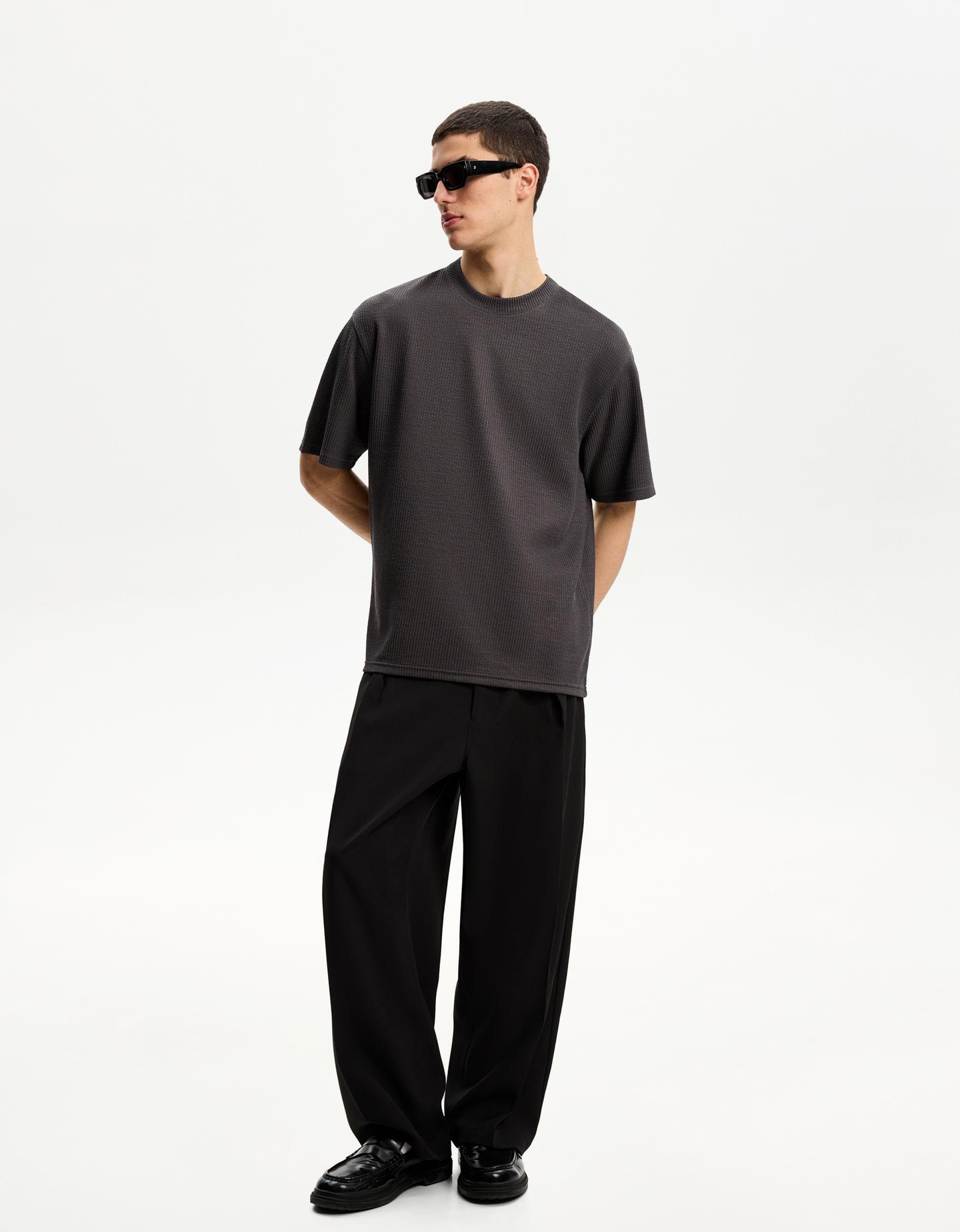 Bershka koszulka z kory z krótkim rękawem szary